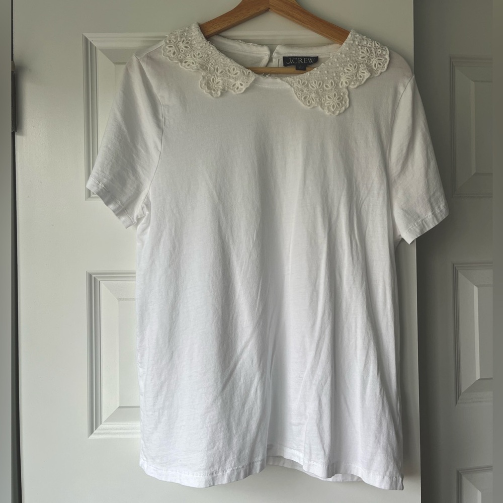 J. Crew Eyelet Lace White Collar Tee - Size M